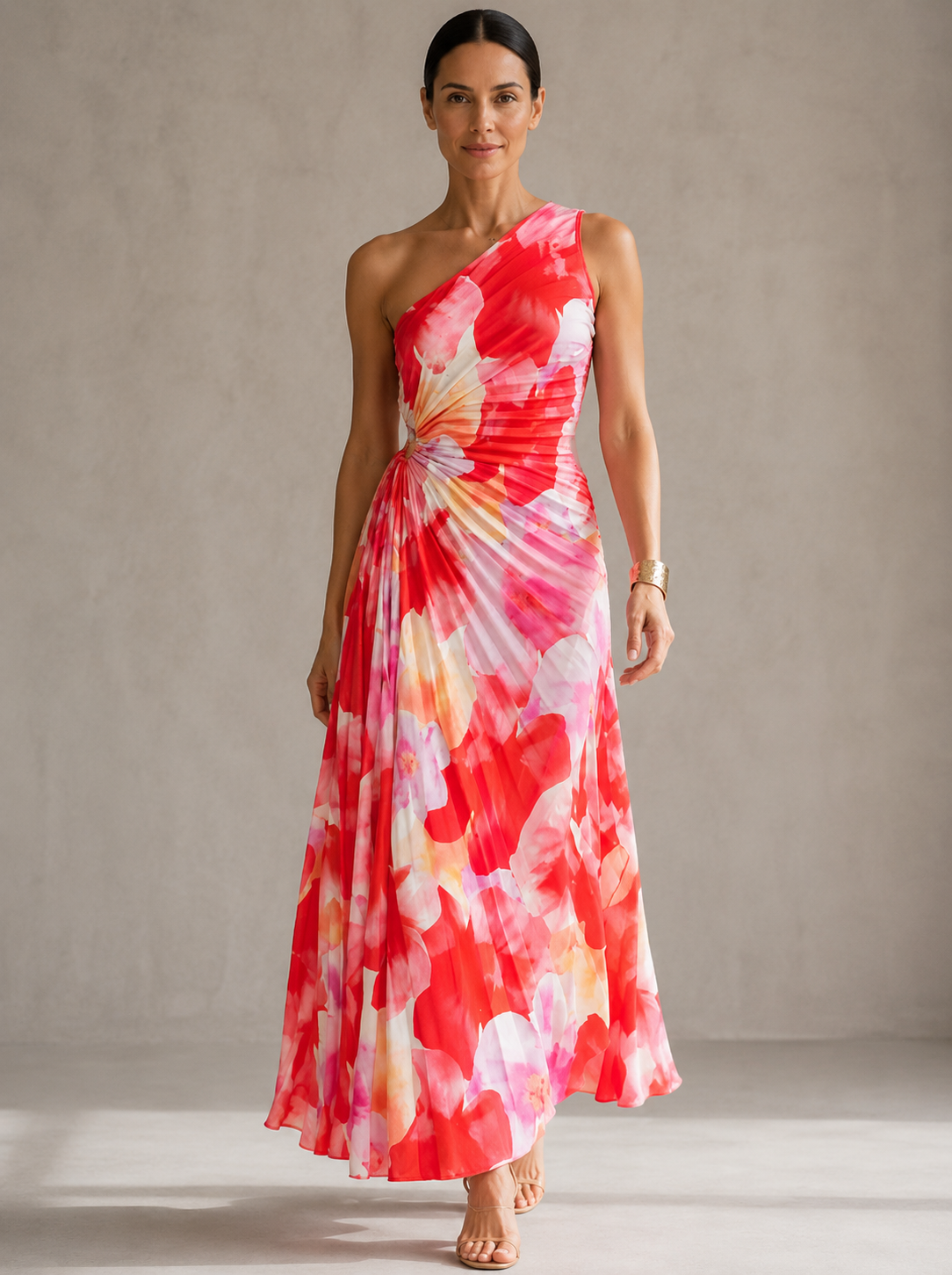 Kaila | Vestido plisado con un solo hombro