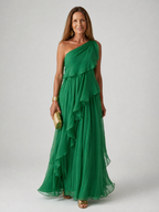 Amira | Vestido Largo Asimétrico con Volantes
