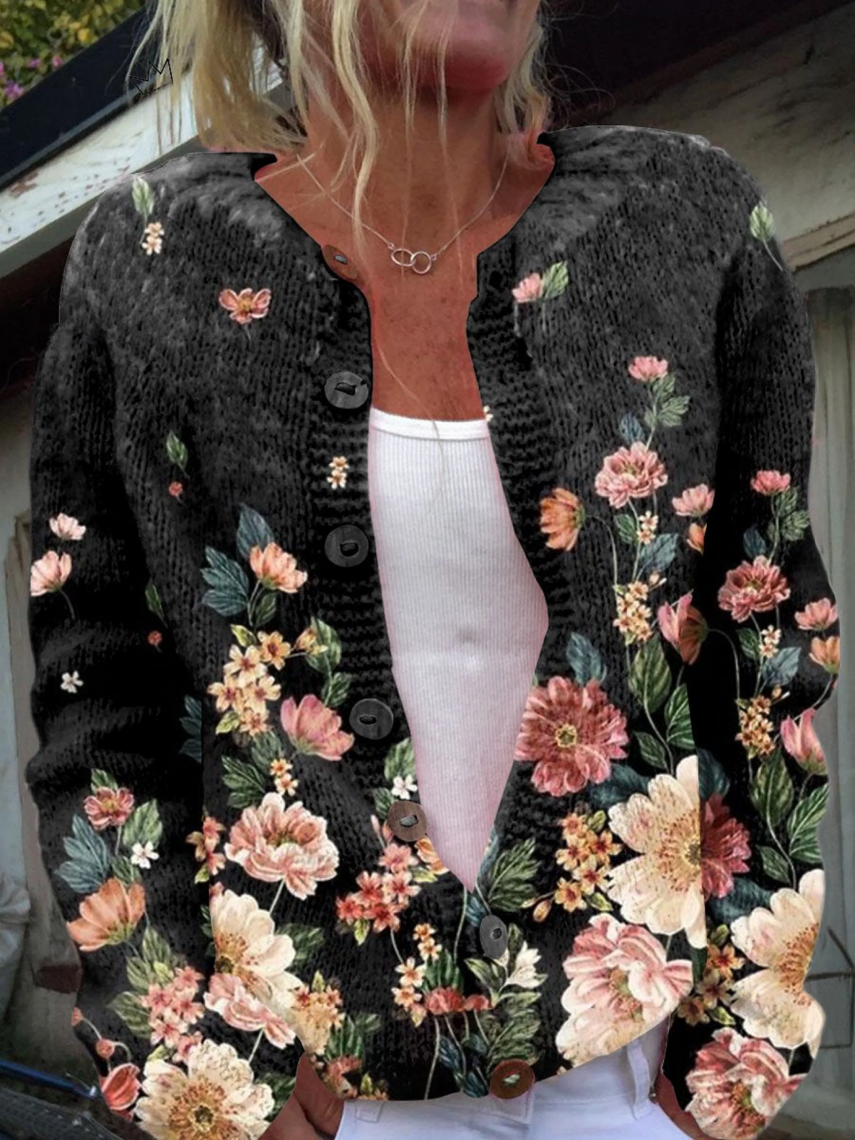 Olaya | Cárdigan floral de estilo vintage