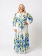Leila | Vestido largo de manga larga con estampado floral y botones en la parte delantera
