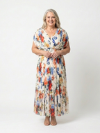 Selena | Vestido midi floral de manga corta