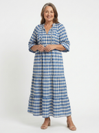 Melody | Vestido midi escalonado con estampado de rombos