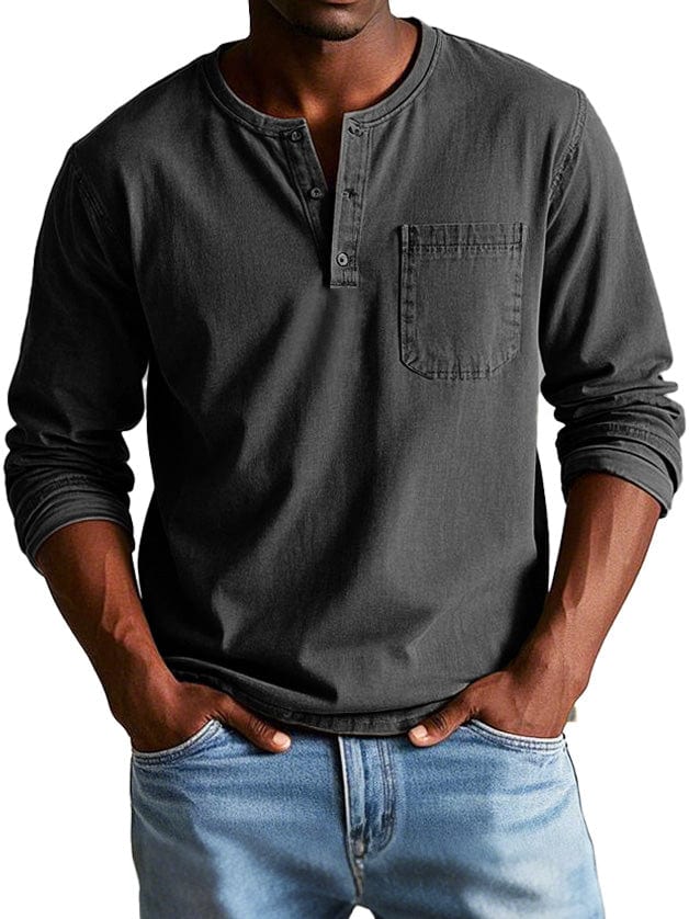 Richard | Vintage Henley Triko s Dlouhým Rukávem