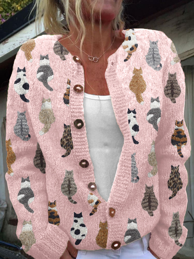 Emma | Cárdigan acogedor con estampado de gatos