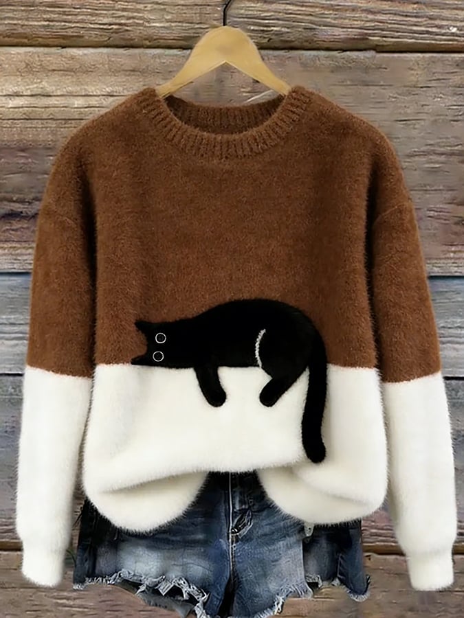 Alicia | Suéter oversize con un elegante estampado de gatos