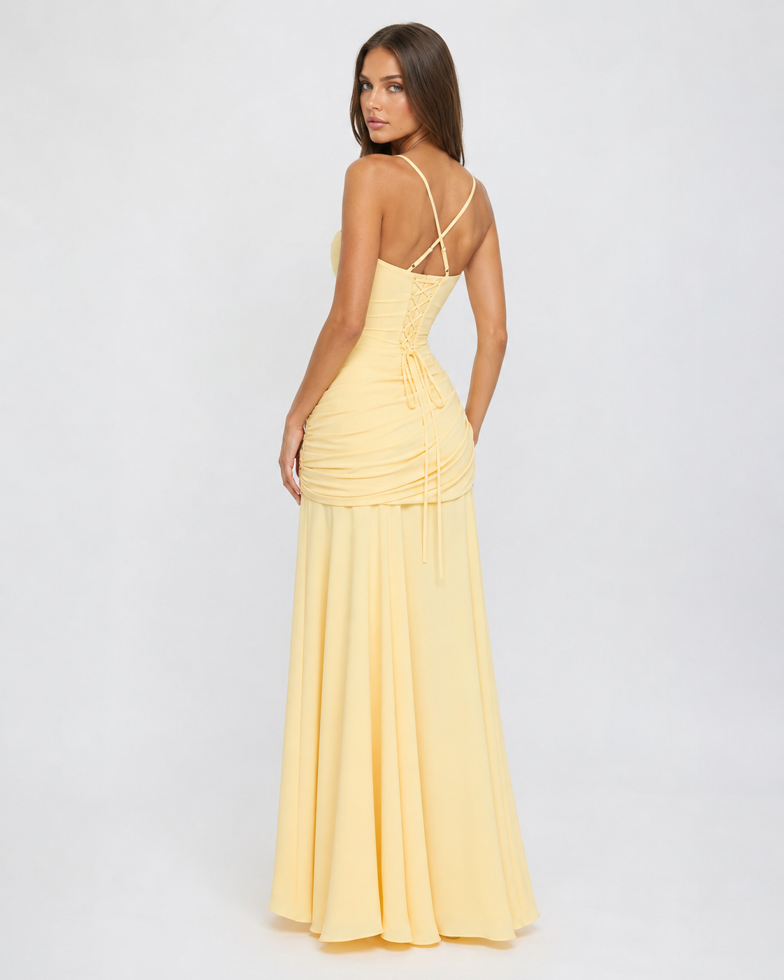 Margaret | Vestido largo con escote cuadrado fruncido