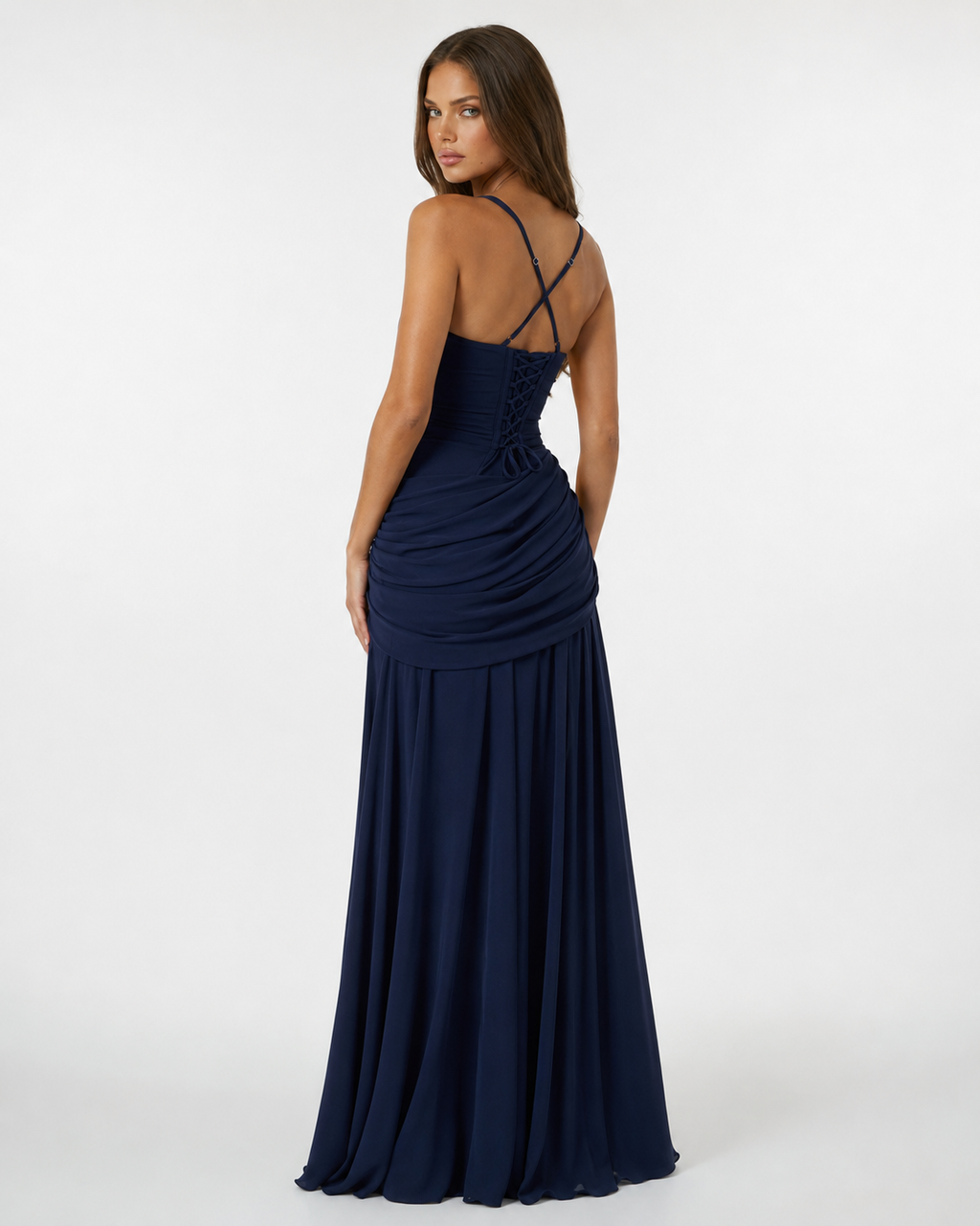 Margaret | Vestido largo con escote cuadrado fruncido