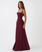 Margaret | Vestido largo con escote cuadrado fruncido