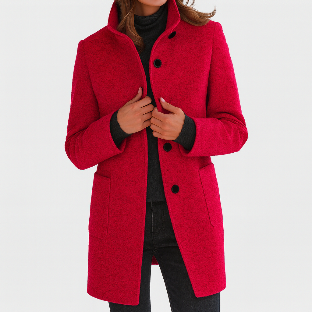Amalie | Vlněná Bunda s Vysokým Límcem