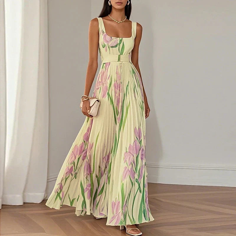 Aria | Vestido largo de corte evasé con estampado floral