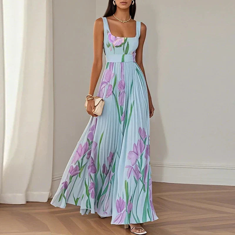 Aria | Vestido largo de corte evasé con estampado floral