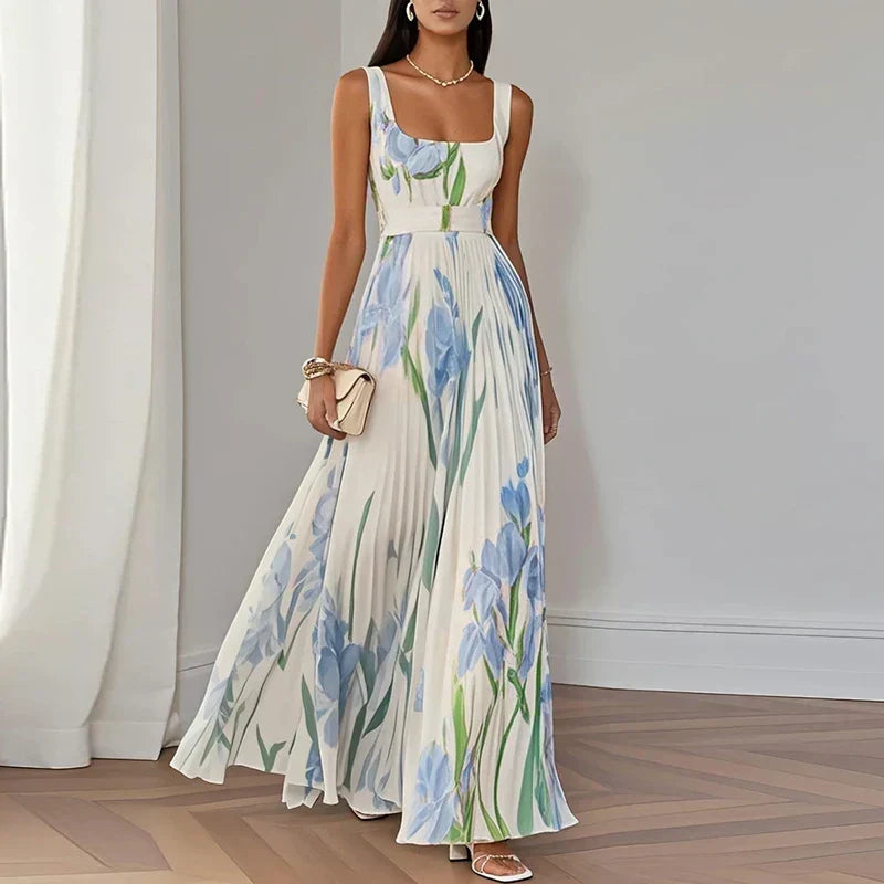 Aria | Vestido largo de corte evasé con estampado floral