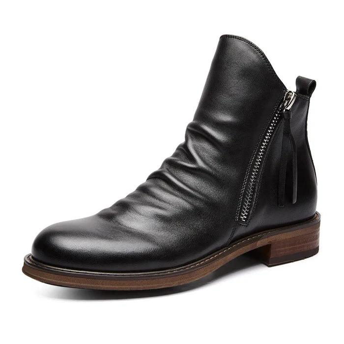 Jakub | Pánské Kožené Kotníkové Boty se Zipem