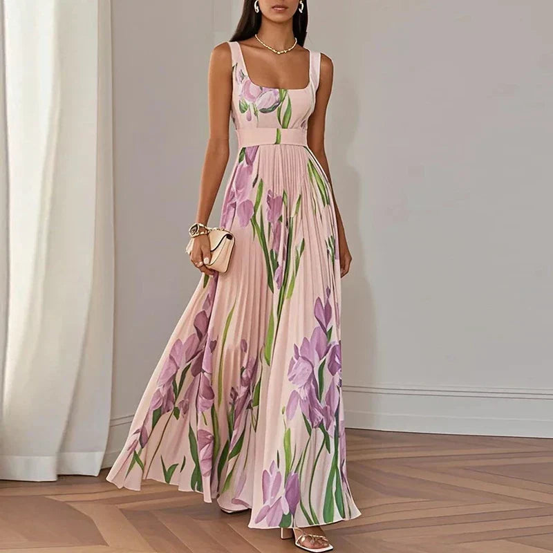 Aria | Vestido largo de corte evasé con estampado floral