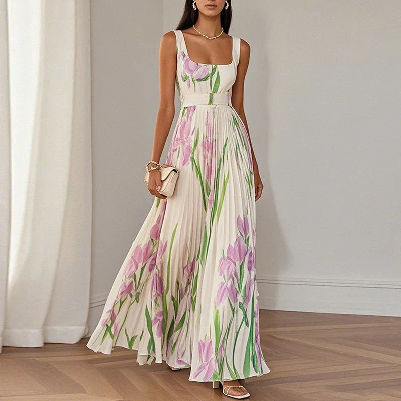 Aria | Vestido largo de corte evasé con estampado floral