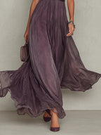 Gloria | Vestido largo de gasa con cuello abierto en color morado