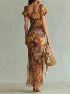 Fiona | Vestido largo maxi con una falda fluida y estampado floral