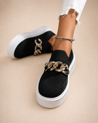 Evelyn | Mocasines con detalle de cadena metálica