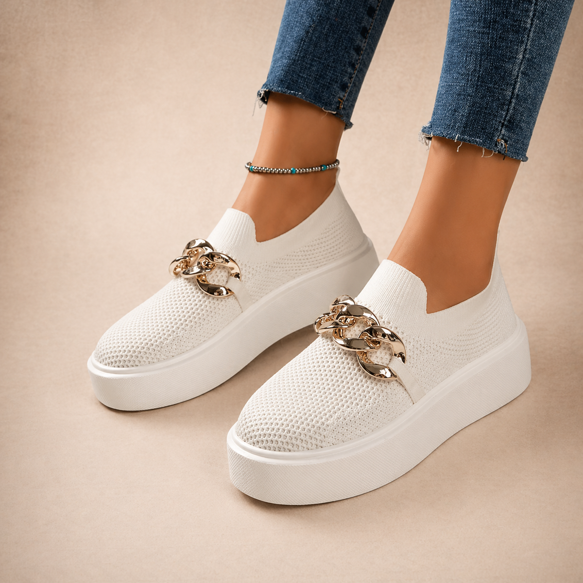 Evelyn | Mocasines con detalle de cadena metálica