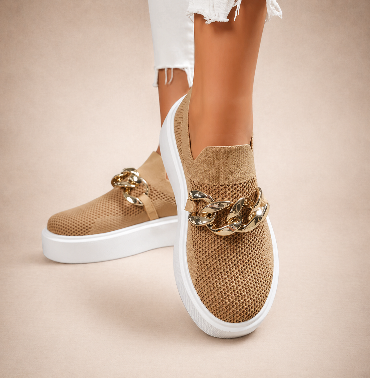 Evelyn | Mocasines con detalle de cadena metálica