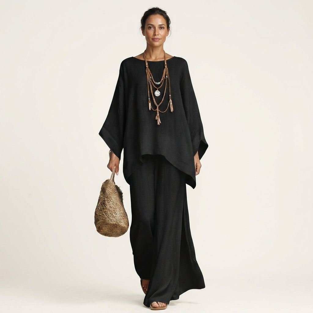 Regina | Boho komplet ze směsi lnu