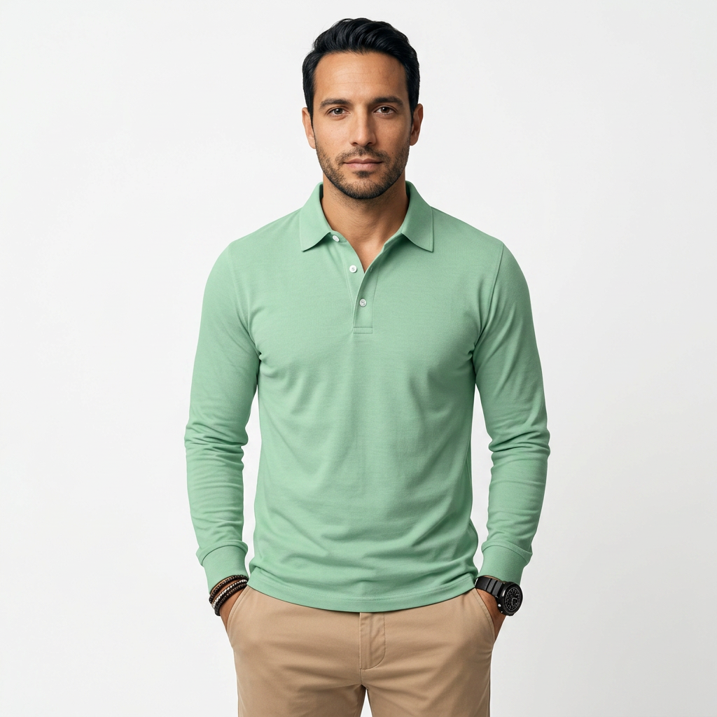 Polo Manga Larga Hombre Clásico Slim Fit