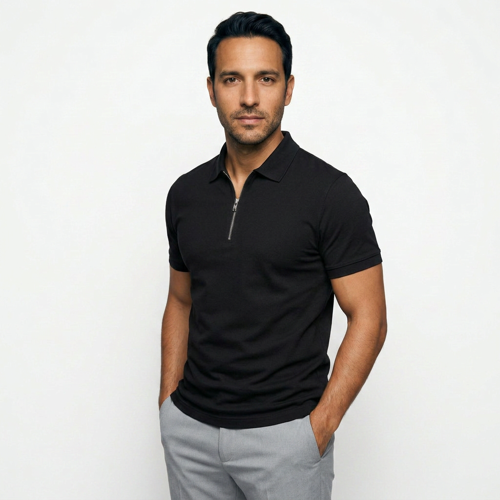Polo Hombre Cremallera Slim Fit Transpirable