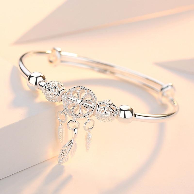 Simona | Nastavitelný Stříbrný Náramek s Lapačem Snů