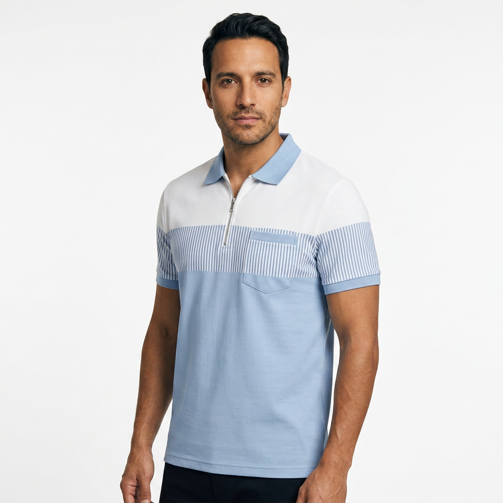 Ondřej | Pánské pruhované polo se zipem