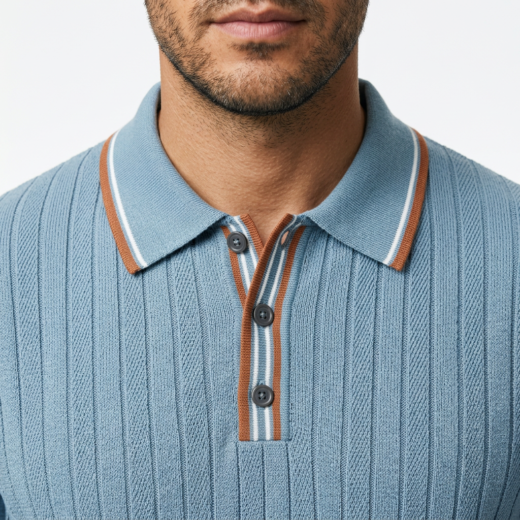 Vojtěch | Pletené polo ve vintage stylu se třemi knoflíky