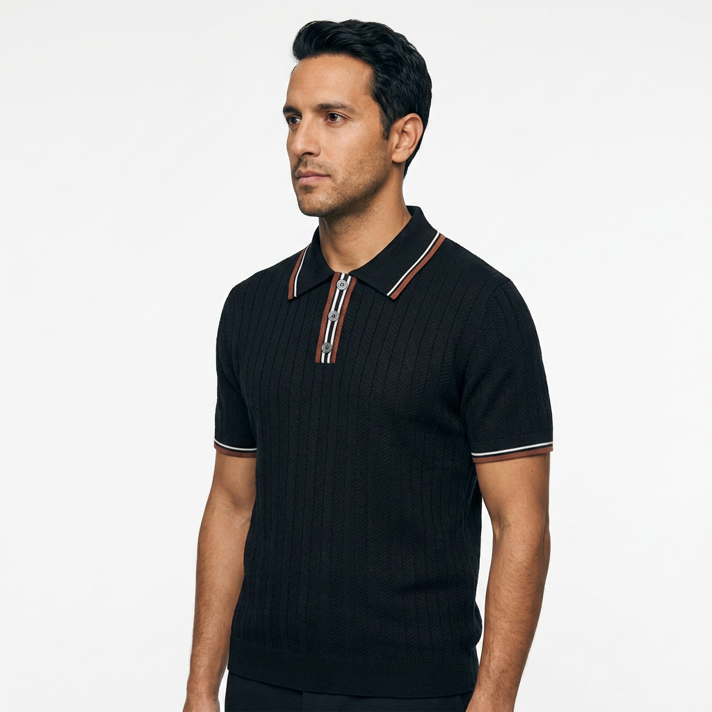 Vojtěch | Pletené polo ve vintage stylu se třemi knoflíky