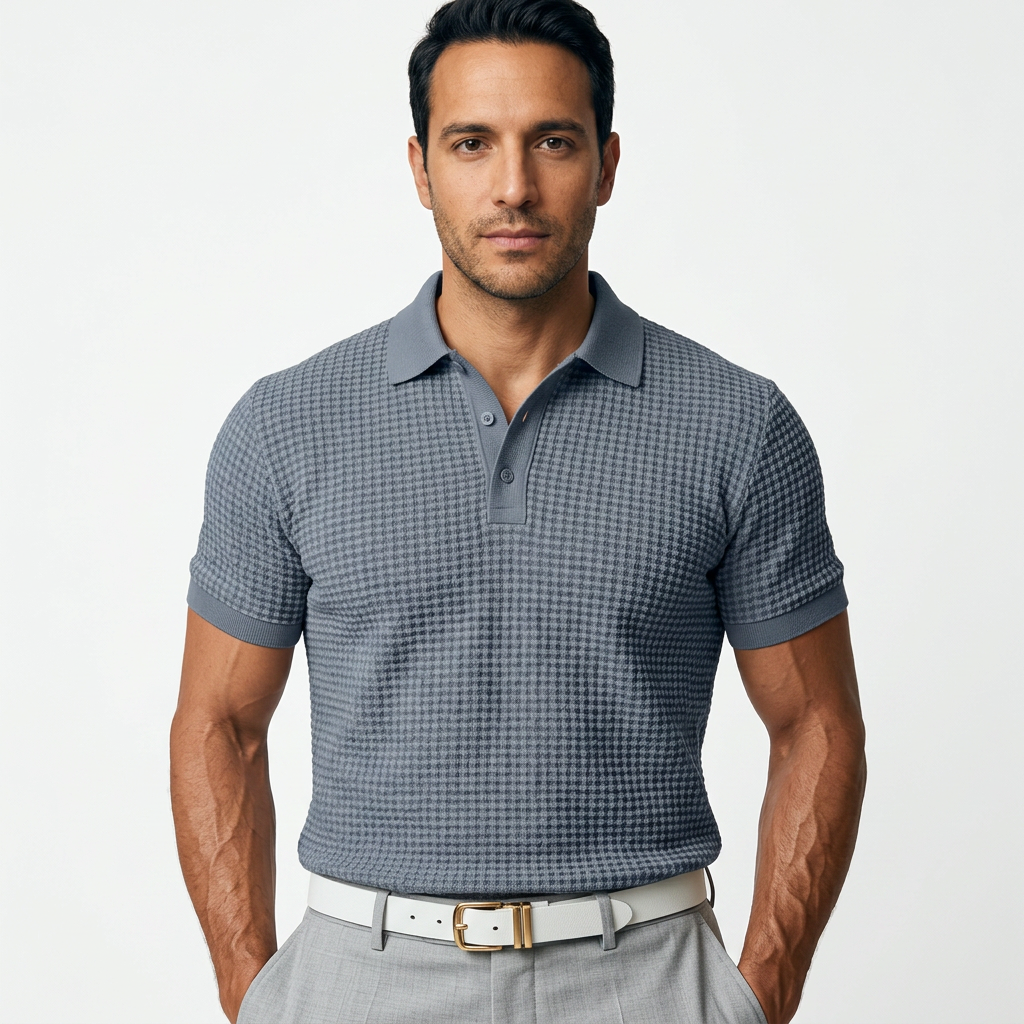 Polo isa Cuello Waffle Hombre
