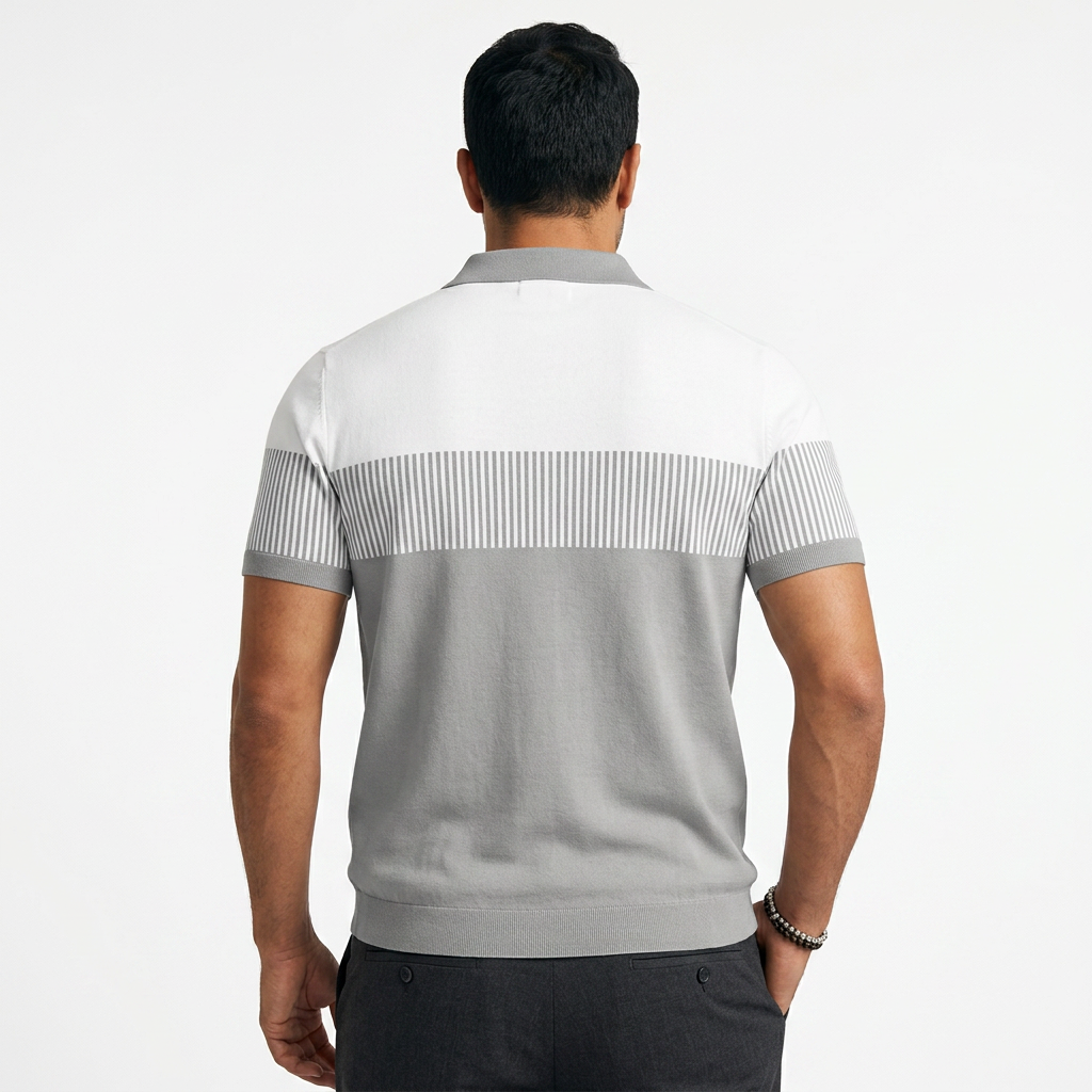 Ondřej | Pánské pruhované polo se zipem