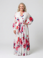 Vivianne | Vestido largo cruzado de manga larga con estampado floral