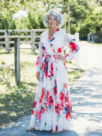 Vivianne | Vestido largo cruzado de manga larga con estampado floral