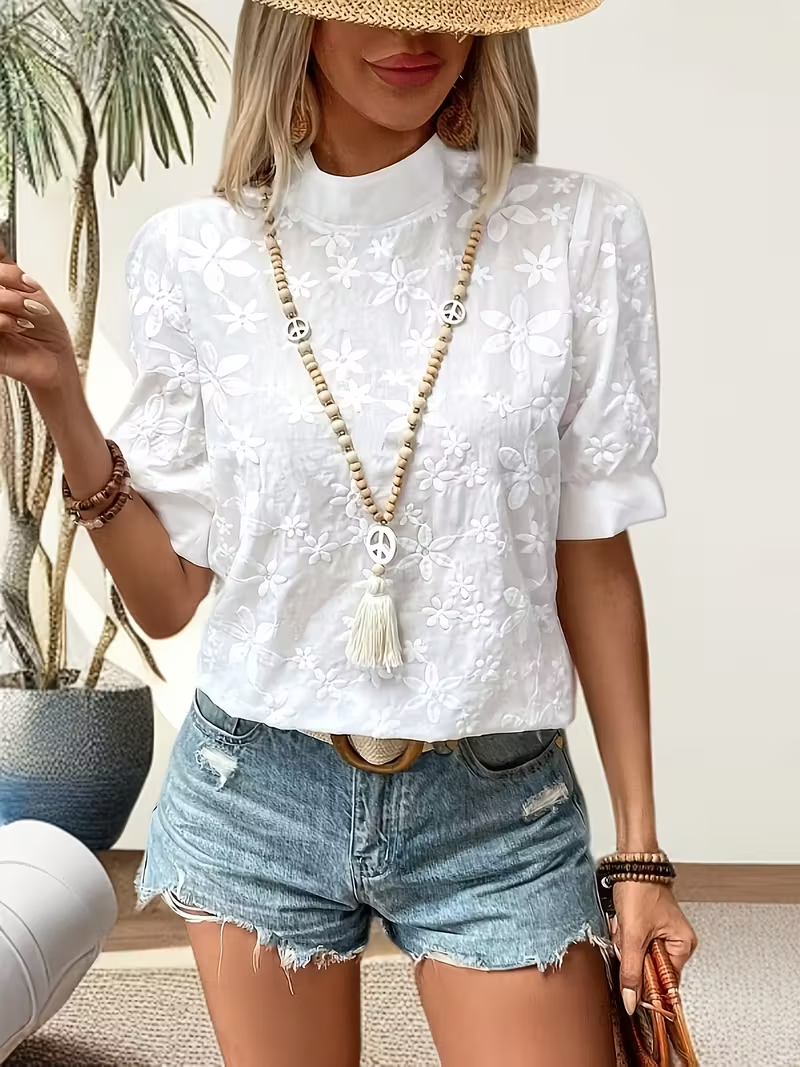 Barbora | Elegantní Halenka s Květinovým Vzorem